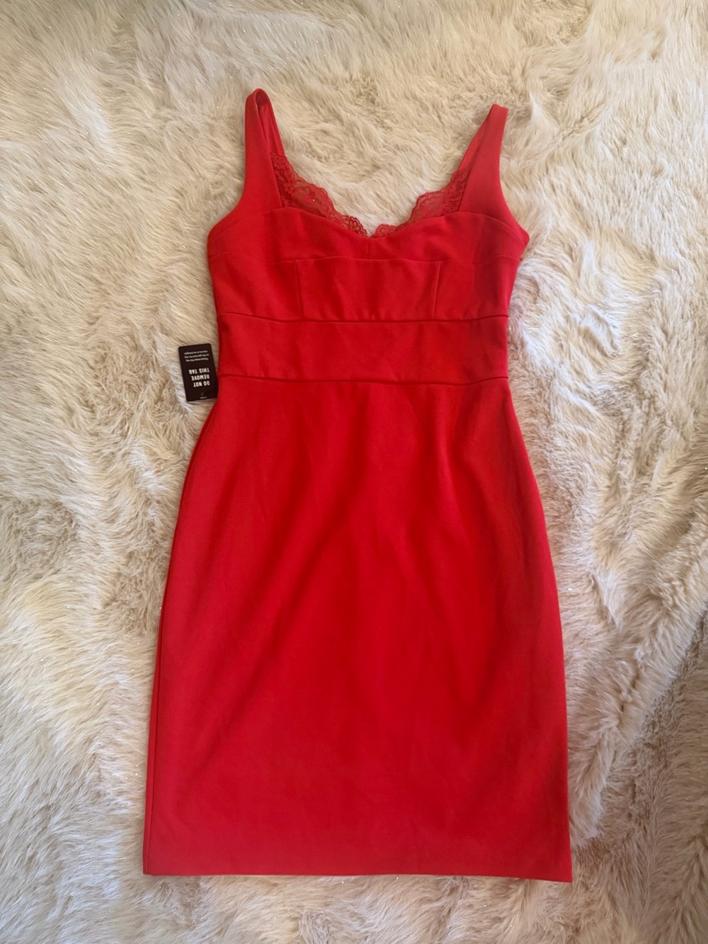 Express Red Lace-Trim Sheath Dress